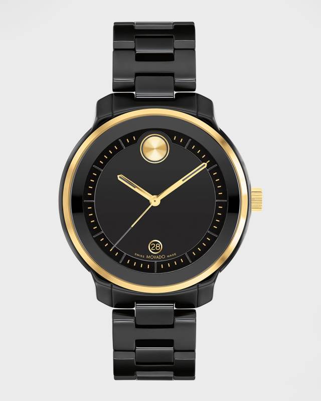 Bold Verso Two-Tone Ceramic Bracelet Watch, 39mm